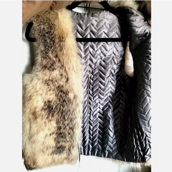 Vintage Handmade Speckled Eastern Coyote Fur Vest Winter Women's M/L 36" Ches - Picture 8 of 14
